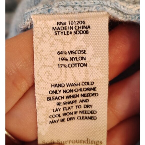 Soft Surroundings 3X Tunic Top Sweater Gray Light Blue Flower 3/4 Sleeve - Picture 4 of 4